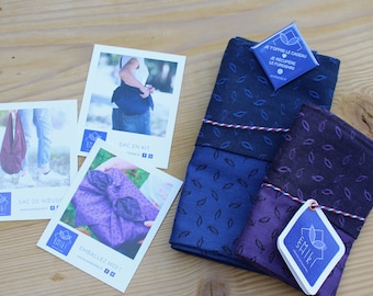 FUROSHIKI KIT de envoltura de regalo para el paquete de regalo de tela de cero residuos