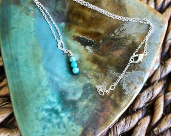 Turquoise drop necklace, genuine turquoise, dainty necklace