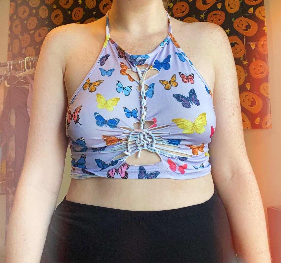 y2k butterfly halter top