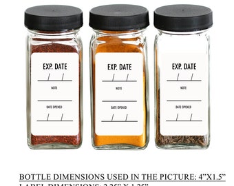 Minimalist Spice Labels,  Expiration Date Stickers Multi Pack, Modern Kitchen Storage Labels