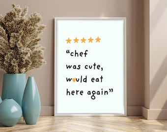 Póster decorativo de cocina con arte de pared, estético y lindo chef cocinando, descarga digital de arte gastronómico multicolor