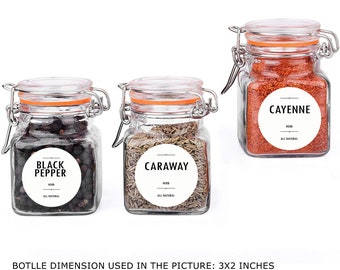 Minimalist Spice Labels,  Modern Kitchen Storage Labels - Circle