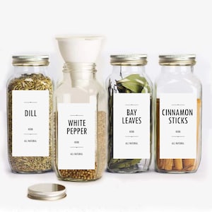 Minimalist Spice Labels,  Modern Kitchen Storage Labels - Rectangle