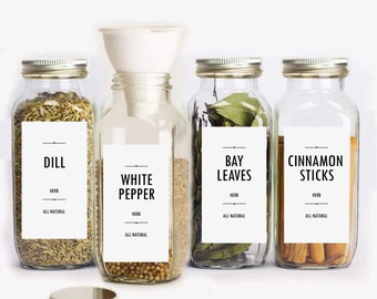 Minimalist Spice Labels,  Modern Kitchen Storage Labels - Rectangle