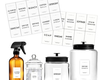 Etiquetas minimalistas para lavandería, etiqueta de granja moderna para contenedores, pegatinas de calcomanías de baño para organización de almacenamiento en el hogar a prueba de agua
