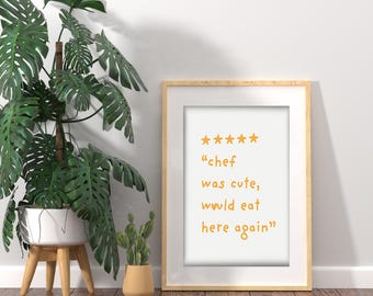 Póster decorativo de cocina con arte de pared, estético y lindo chef cocinando, descarga digital de arte gastronómico multicolor