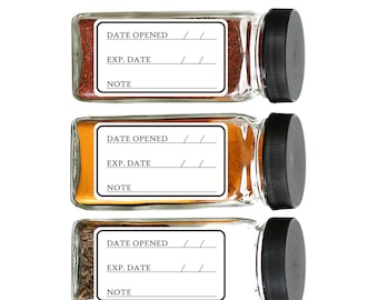 Minimalist Spice Labels,  Expiration Date Stickers Multi Pack, Modern Kitchen Storage Labels