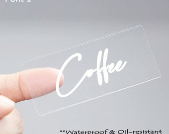 Etiquetas transparentes resistentes a la intemperie, conjunto de etiquetas de contenedores de almacenamiento de cocina, calcomanía de pegatinas de botes de tarro de albañil, pegatinas de despensa