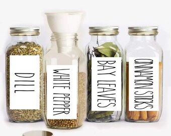 Minimalist Spice Labels,  Modern Kitchen Storage Labels - Rectangle -Rae Dunn Inspired