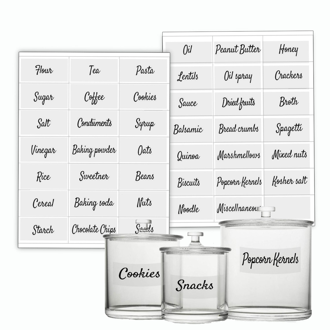 Pantry Organization Food Labels, Farmhouse Waterproof Clear Kitchen ...