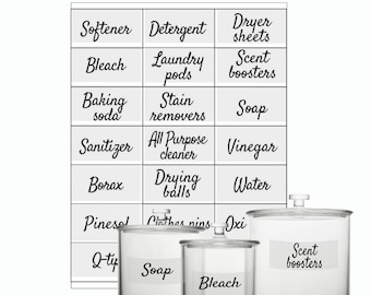 Laundry Organization Farmhouse Label for Glass Jars, Canisters, Home Storage Organization Washroom decal stickers