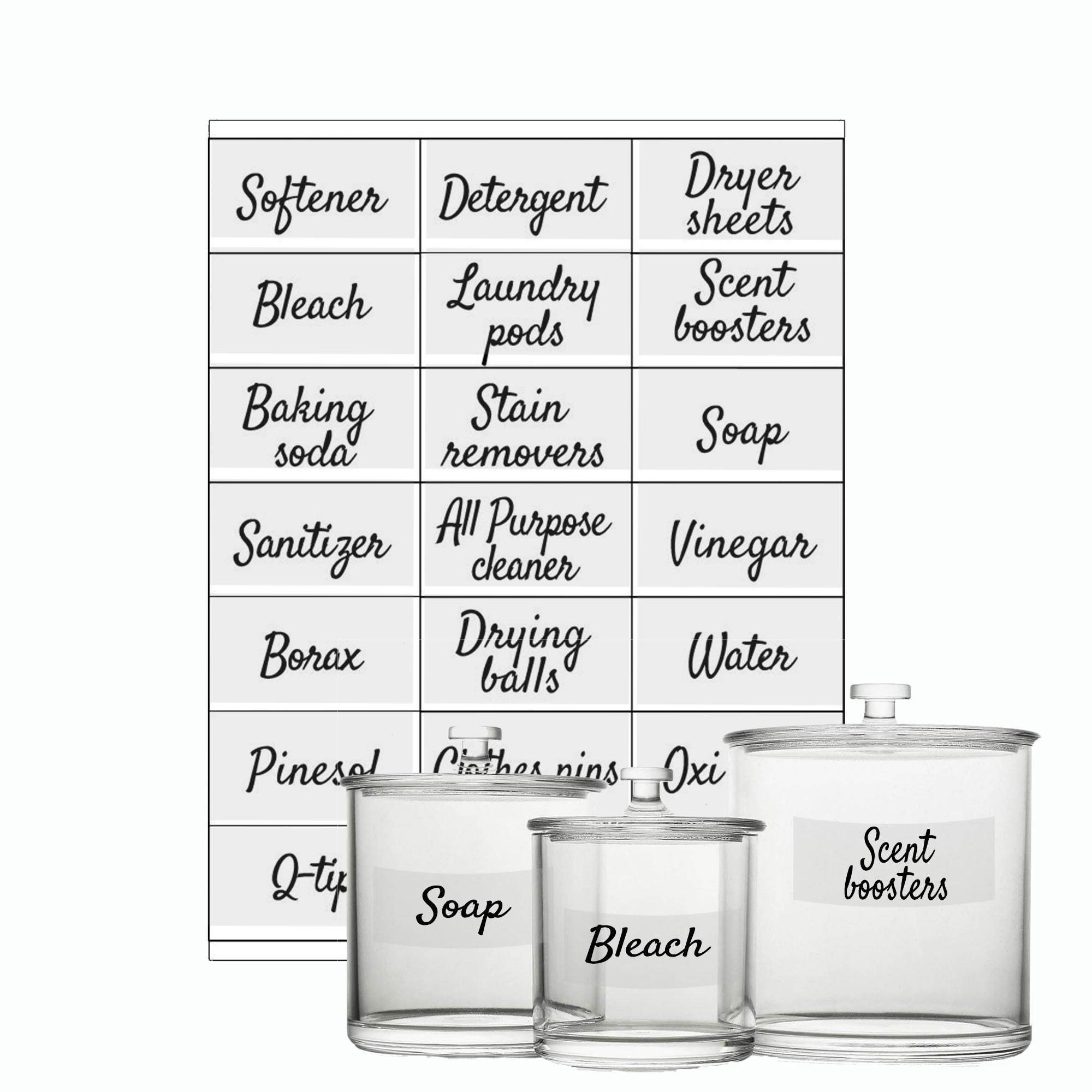 Laundry Container Labels/ Custom Labels for Jars and Bottles/ 