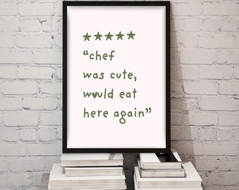 Póster decorativo de cocina con arte de pared, estético y lindo chef cocinando, descarga digital de arte gastronómico multicolor