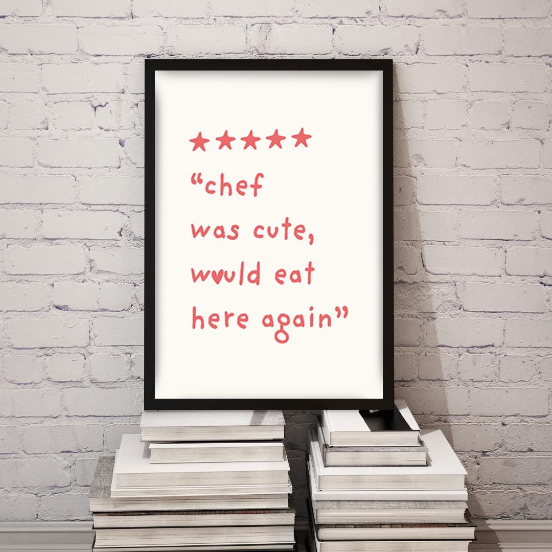 chef was cute aesthetic kitchen print retro wall art... Kitchen Wall Art, Aesthetic Cute Chef Cooking Chef Decor Poster, Multi ...