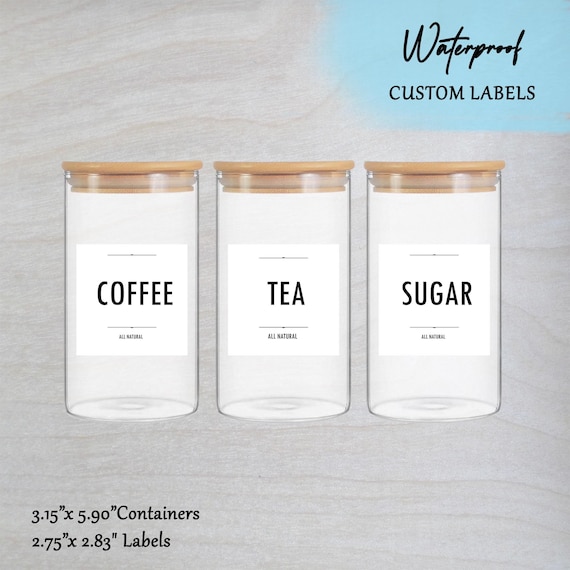 Tea Coffee Sugar  Kitchen Set  Pantry Organisation  Personalised Canister Decal Labels