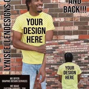Canarische gele GILDAN tshirt mockup Afro-Amerikaanse model mockup grijze tshirt mockup levensstijl mockup tshirt voor- en achterkant mockup