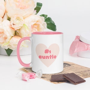 Pink AUNTIE Mug, Number 1 Aunt Gift, Best Auntie Cup, 11oz Ceramic Coffee Mug