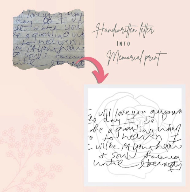 Memorial Print / Loved Ones Handwriting / Personalised Handwriting ...