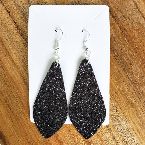 Black Sparkle Earrings Dangle Earrings Statement Earrings Etsy