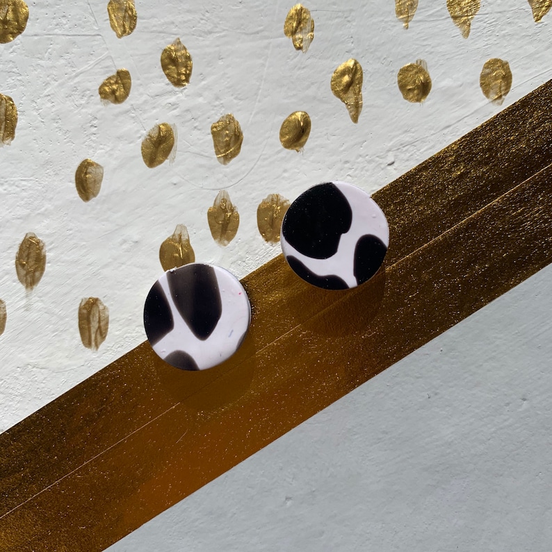 Cow print studs