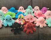 Fabulous Happy Mad Flip Reversable Octopus Stuffed Plush Funny Emotion. Great Gifts for Her or Him. Free Same Day Shipping