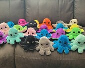 Fabulous Flip Reversable Octopus Stuffed Plush Funny Emotion, Mood Happy Mad ,Great Gifts for her or him Xmas present.Free Same Day Shipping