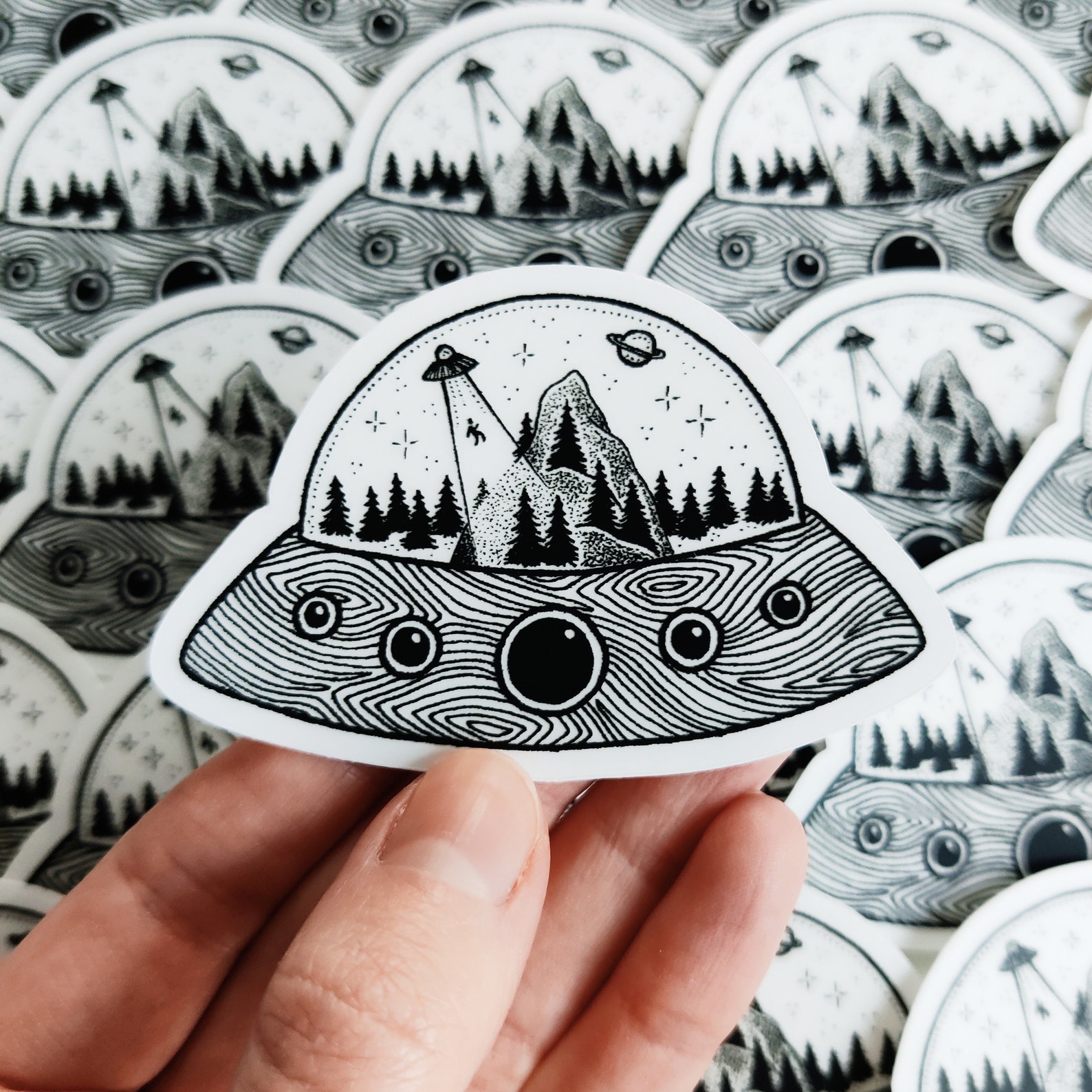 Transparent UFO Sticker Alien | Etsy
