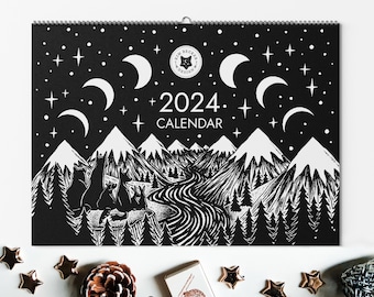 Calendrier 2024 - Voyage, aventure, nature, animaux - Illustrations