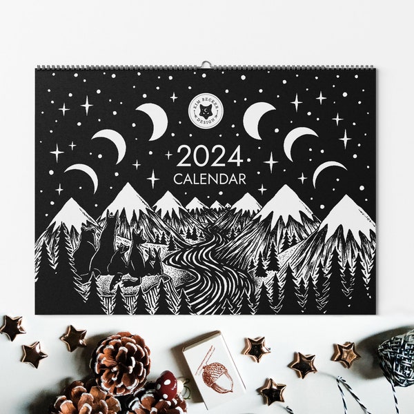 Calendar 2024 - Wanderlust, Travel, Adventures, Nature, Animals - Illustrations