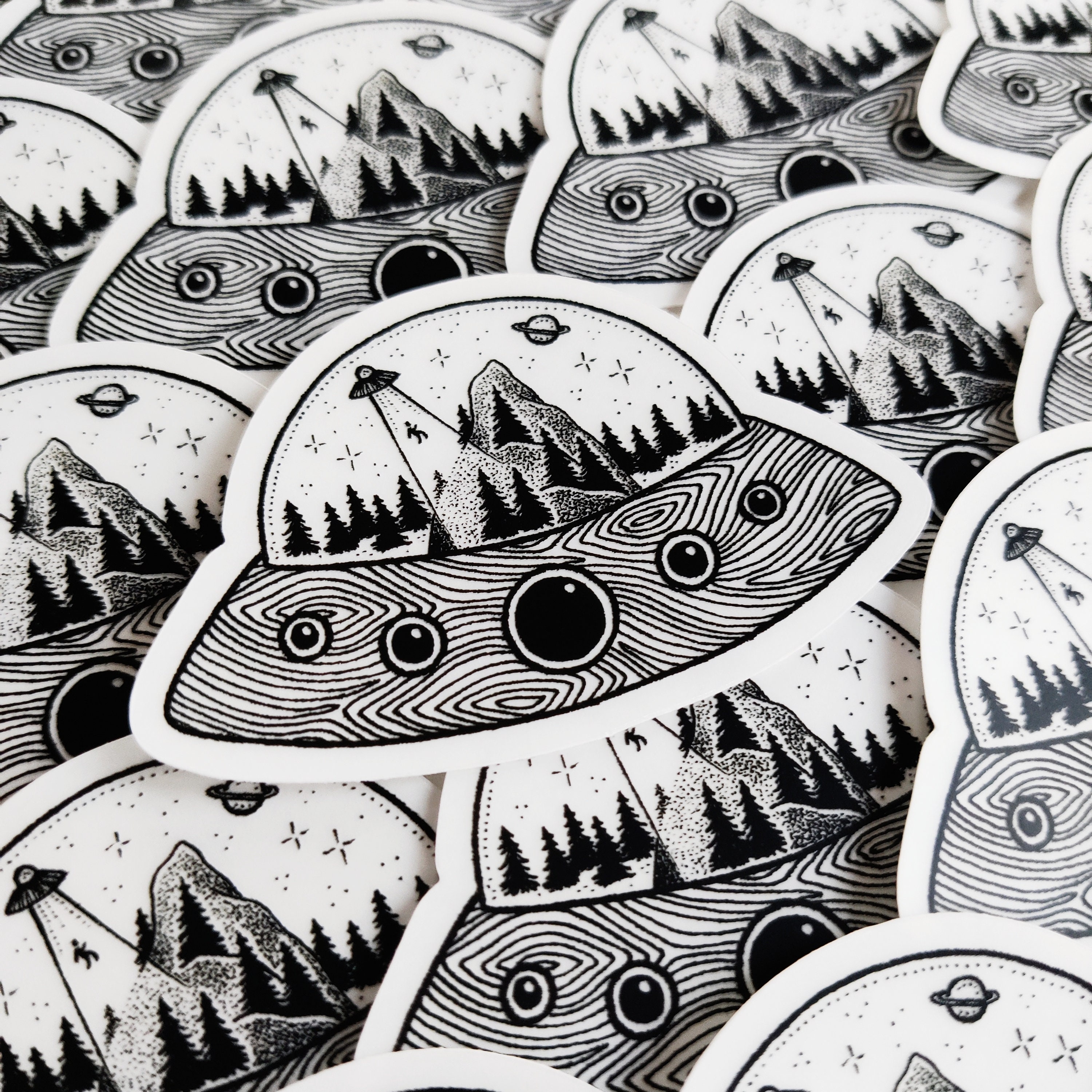 Transparent UFO Sticker Alien - Etsy