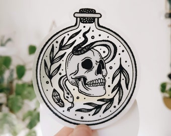 Transparenter SKULL BOTTLE Aufkleber