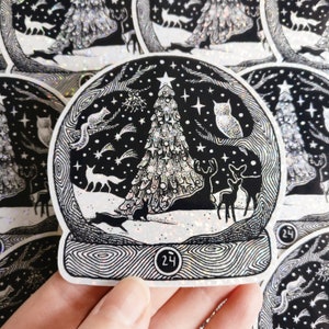Naklejka 24 Snow Globe Aufkleber z brokatem