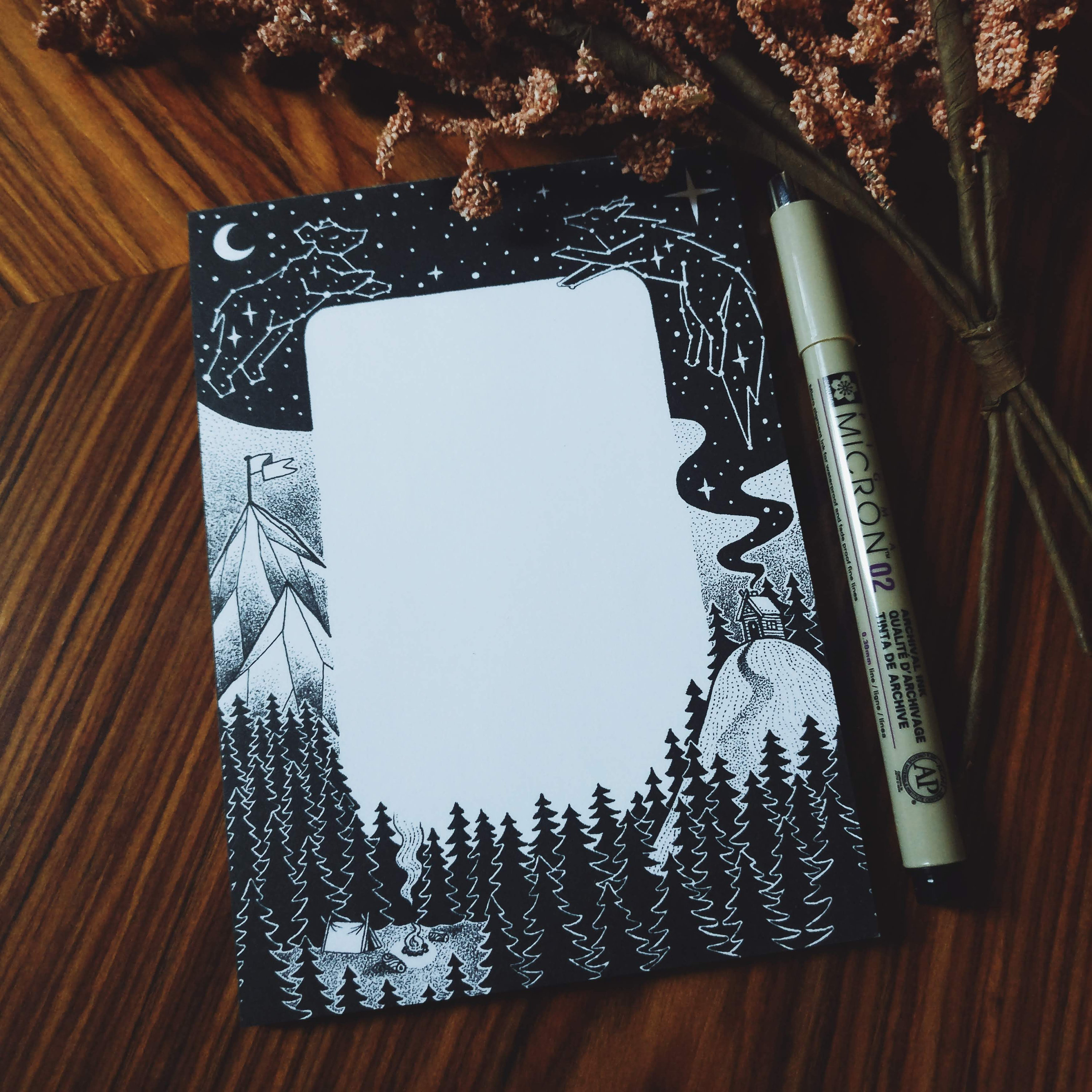 Memo Pad Notizblock Notepad Nature Forest Night Sky | Etsy