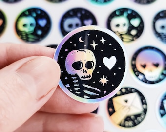 Mini Sticker Skeleton Heart holographic