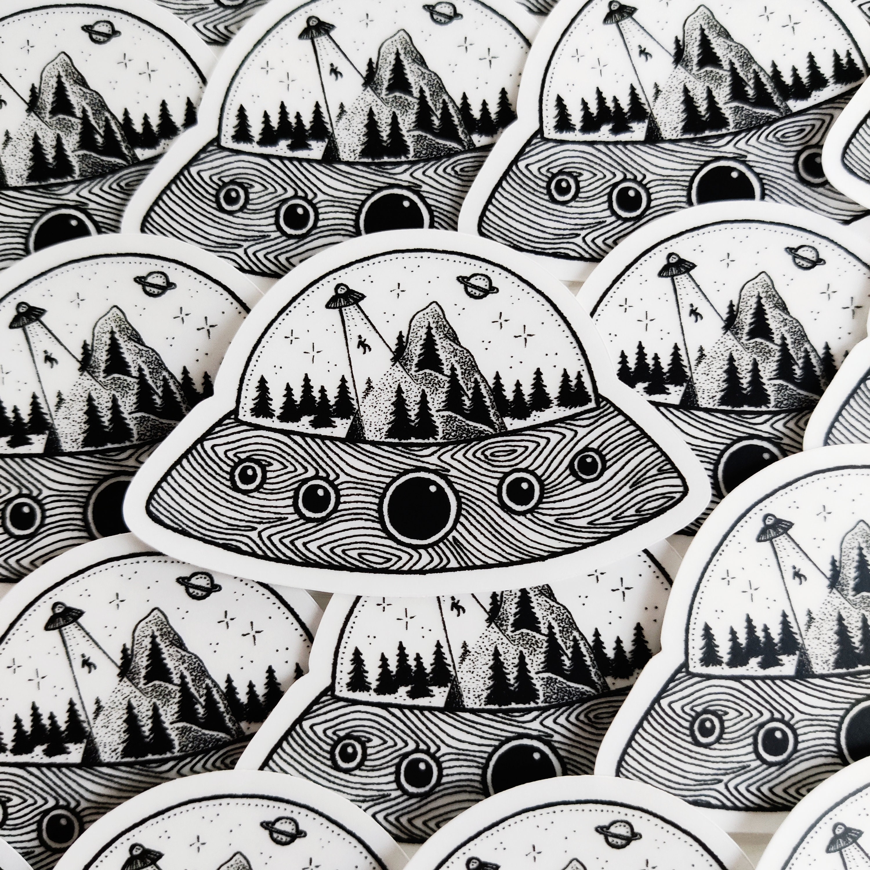 Transparent UFO Sticker Alien - Etsy