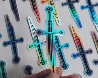 Autocollant holographique épée