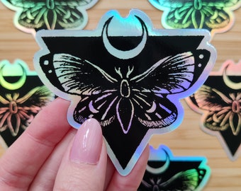 Holographic Moon Moth sticker