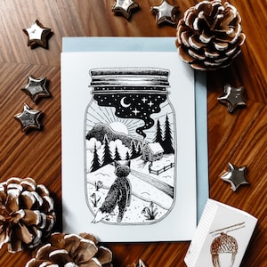 Fox Jar Carte de vœux, Carte de Noël, Carte de vacances, Weihnachtskarte