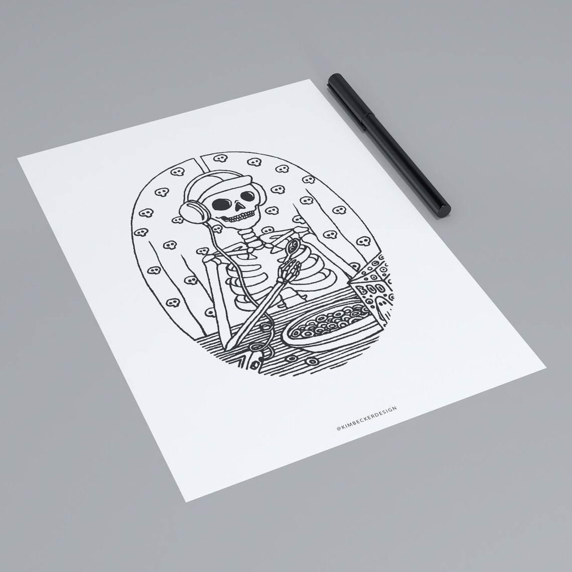 BOO LOOPS Printable Coloring Page, Single Adult Coloring Page, Coloring ...