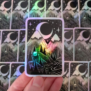 Night Lake holographic Sticker, Aufkleber