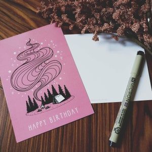 Happy Birthday Postkarte Bonfire Camp Wild