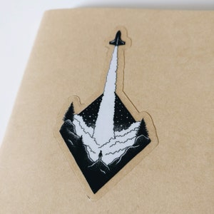 Transparante SPACE SHUTTLE-sticker, transparant, envelop, raket