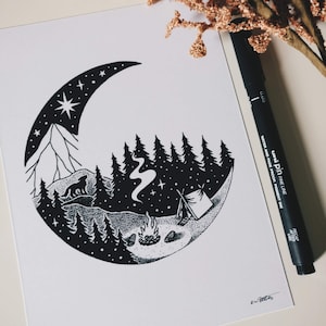 Signed WOLF MOON print