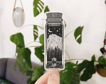 Sticker The Bottle, Aufkleber, Camping Sticker, Zelten, Mond, Zelt, Camp Wild, Adventure, Forest, Nature, Moon, Stars, Cabin, Lake