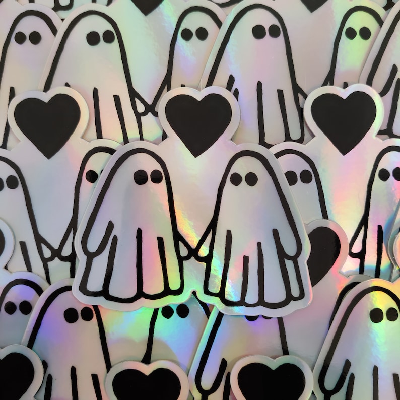 Holographic Ghost Love Sticker image 1