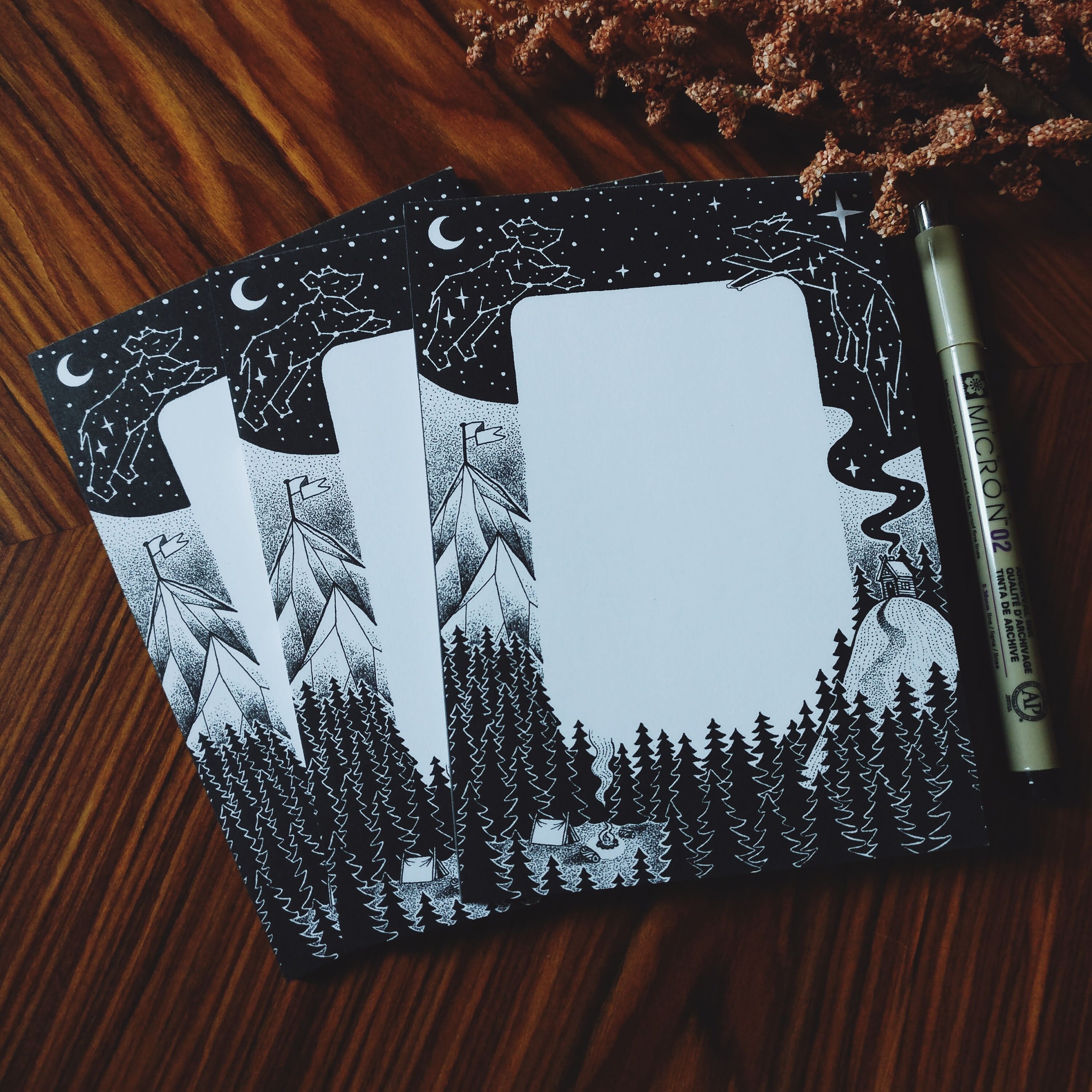 Memo Pad Notizblock Notepad Nature Forest Night Sky | Etsy