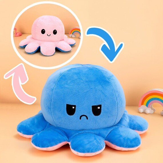 REVERSIBLE OCTOPUS PLUSH Emotion Octopus Plushie Tiktok | Etsy
