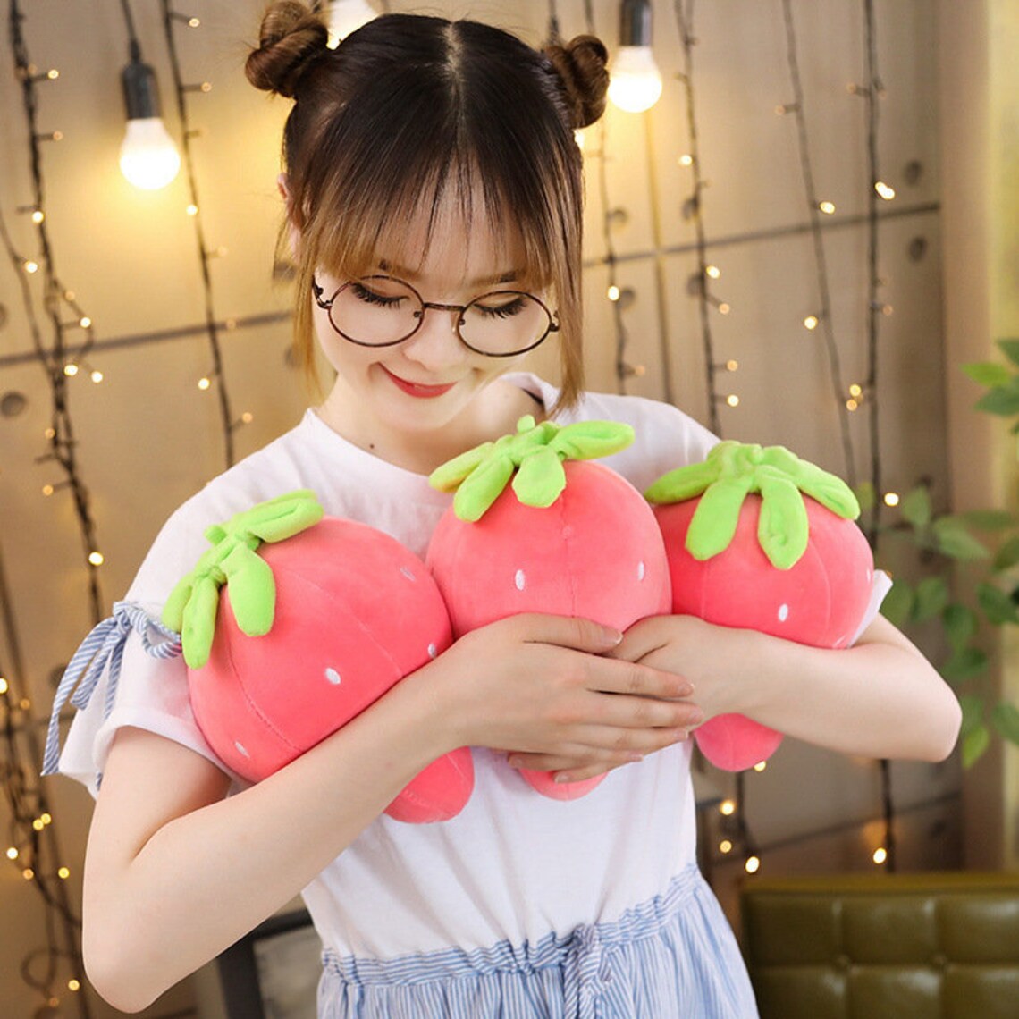 Kawaii Strawberry Plush Mochi Stuffed Animal Toy Plushie Etsy
