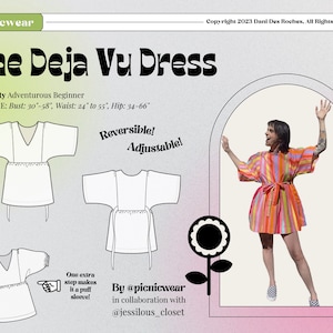 Deja Vu Dress PDF Sewing Pattern, Reversible Babydoll, Beginner Friendly