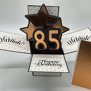 Carte d'anniversaire 3D Milestone style boîte pop-up 85e